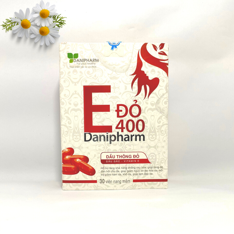 Vitamin E đỏ 400mg DANIPHARM, dưỡng da ổn định nội tiết cho phụ nữ (lọ 30 viên)