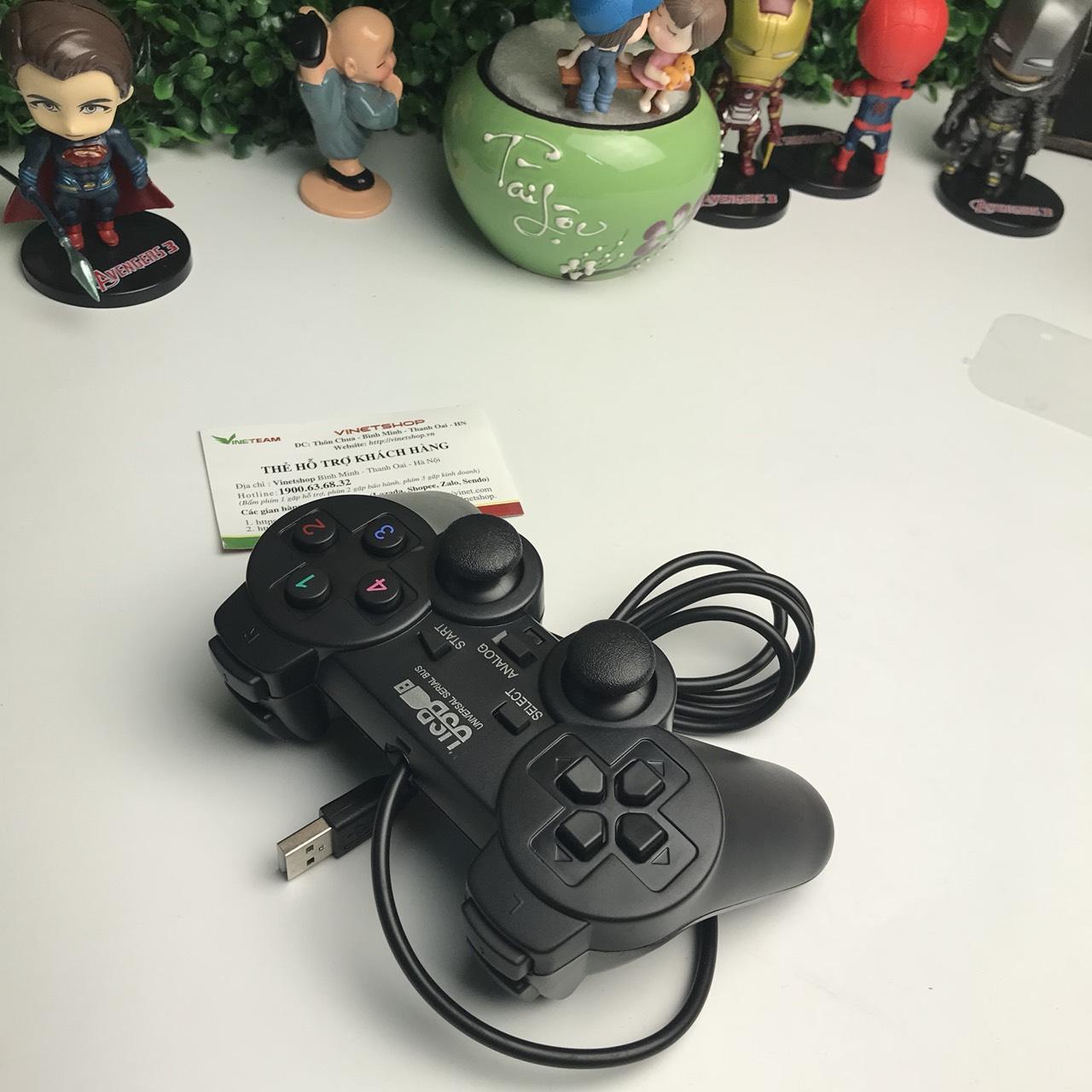 Tay cầm chơi game cho PC/Laptop cổng USB đen (có gạt Analog và có rung)