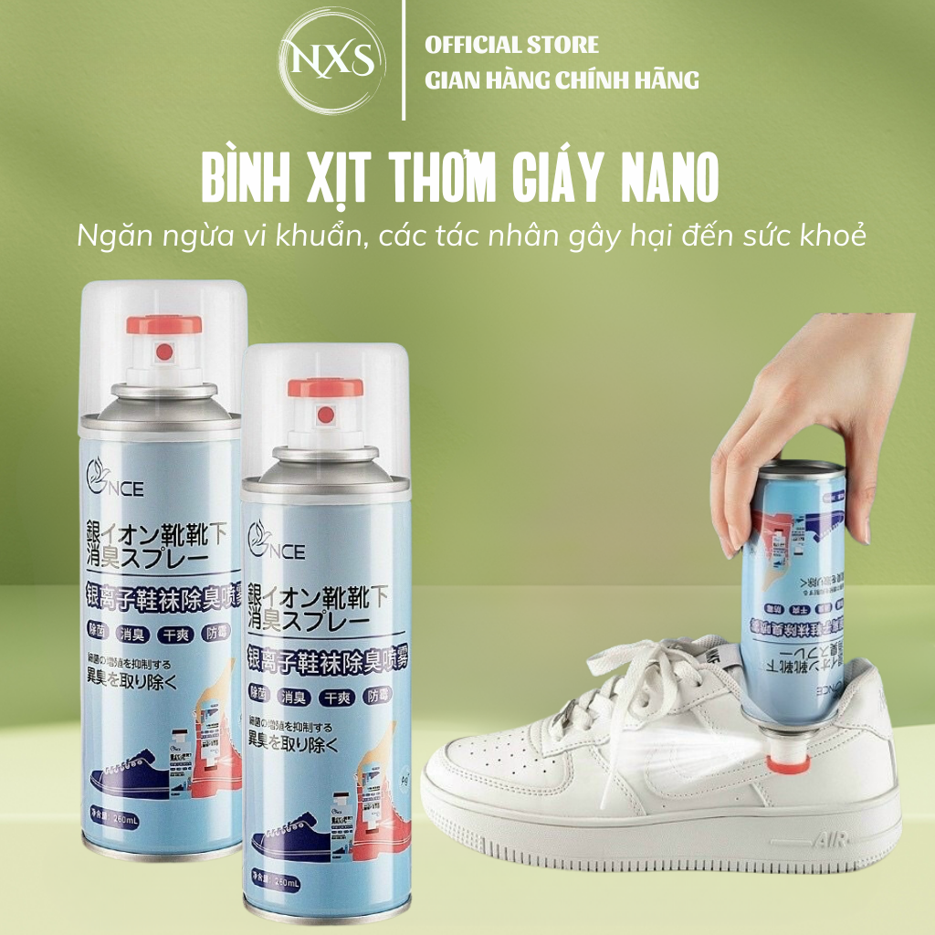 Chai xịt khử mùi hôi chân, giày dép công nghệ NANO bạc mùi hương dịu nhẹ