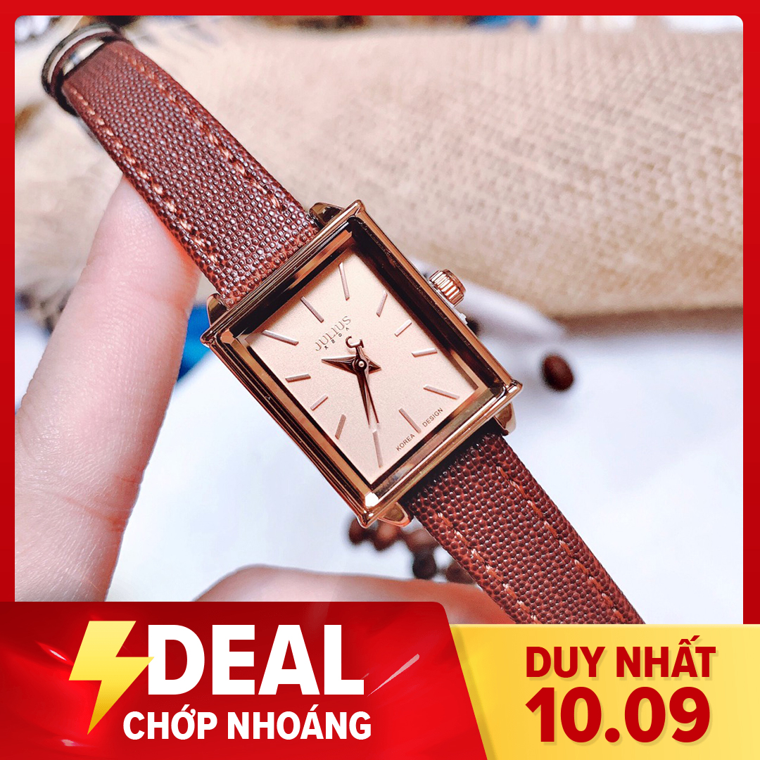 ĐỒNG HỒ NỮ JULIUS HÀN QUỐC DÂY DA TG1125 (NÂU)