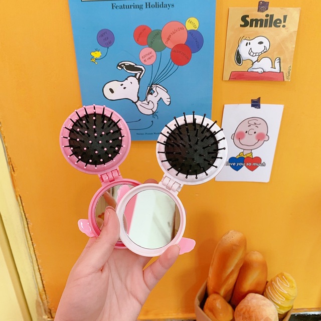 Gương lược gấp sakura hồng