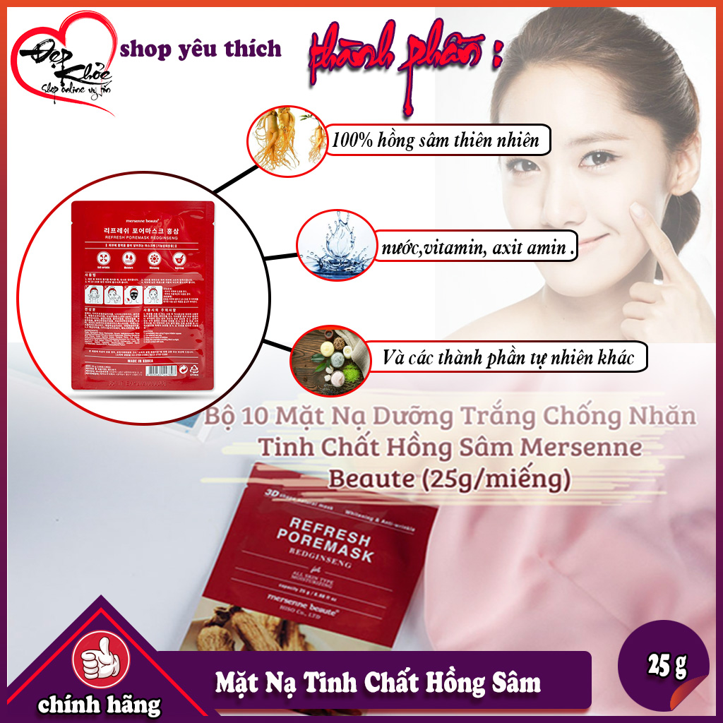 [HCM]Mặt Nạ Hồng Sâm MERSENNE BEAUTE Hàn Quốc ( 25g/miếng )