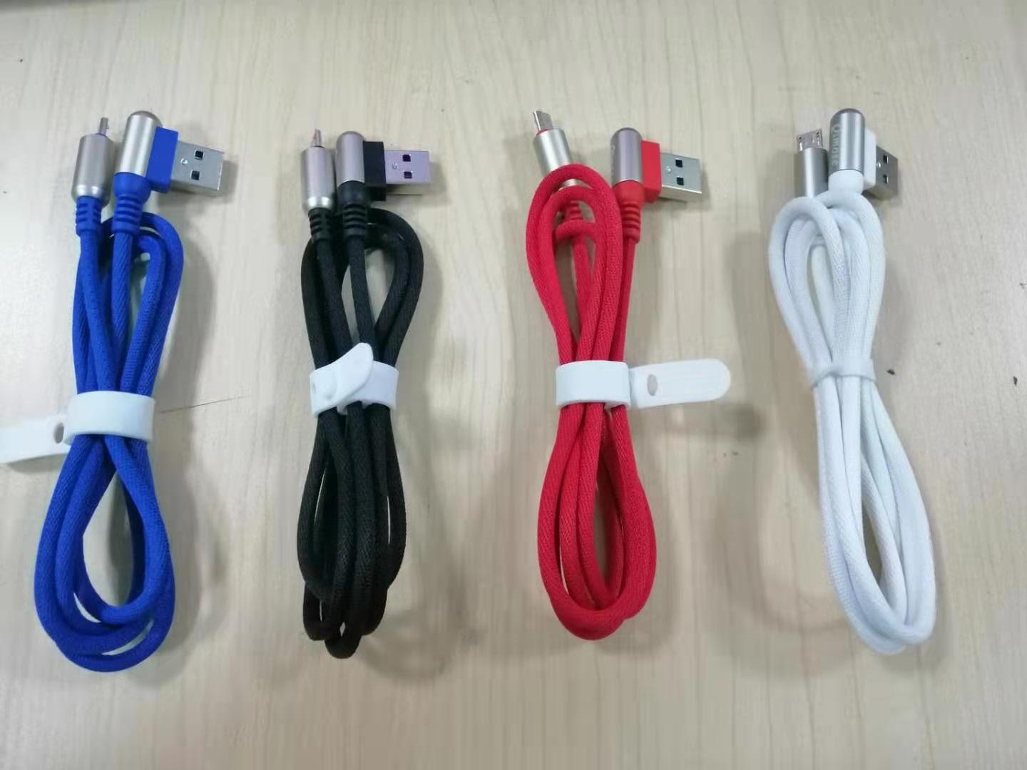 Cáp sạc Android dây vải chân USB vuông góc 90 độ