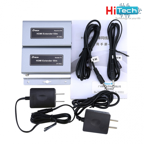 Bộ khuếch đại HDMI qua Lan 60m Dtech DT-7053