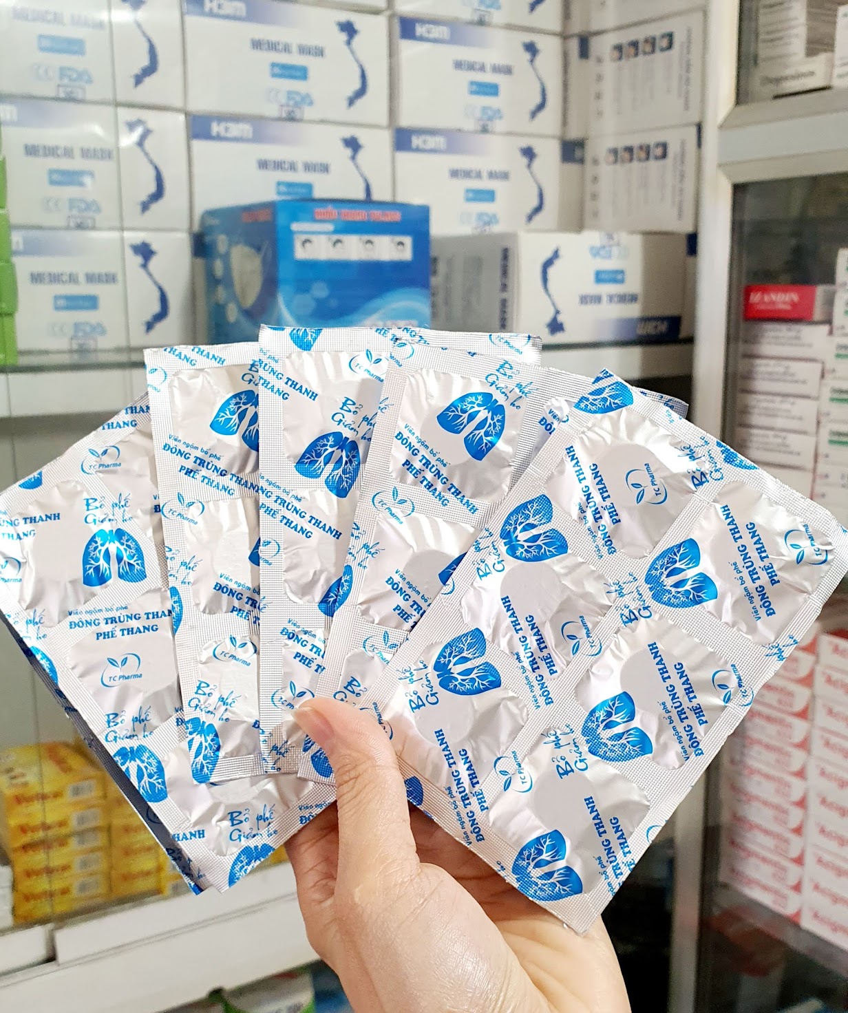VIÊN NGẬM BỔ PHẾ ĐÔNG TRÙNG THANH PHẾ THANG (Hộp 12 vỉ x 6 viên).