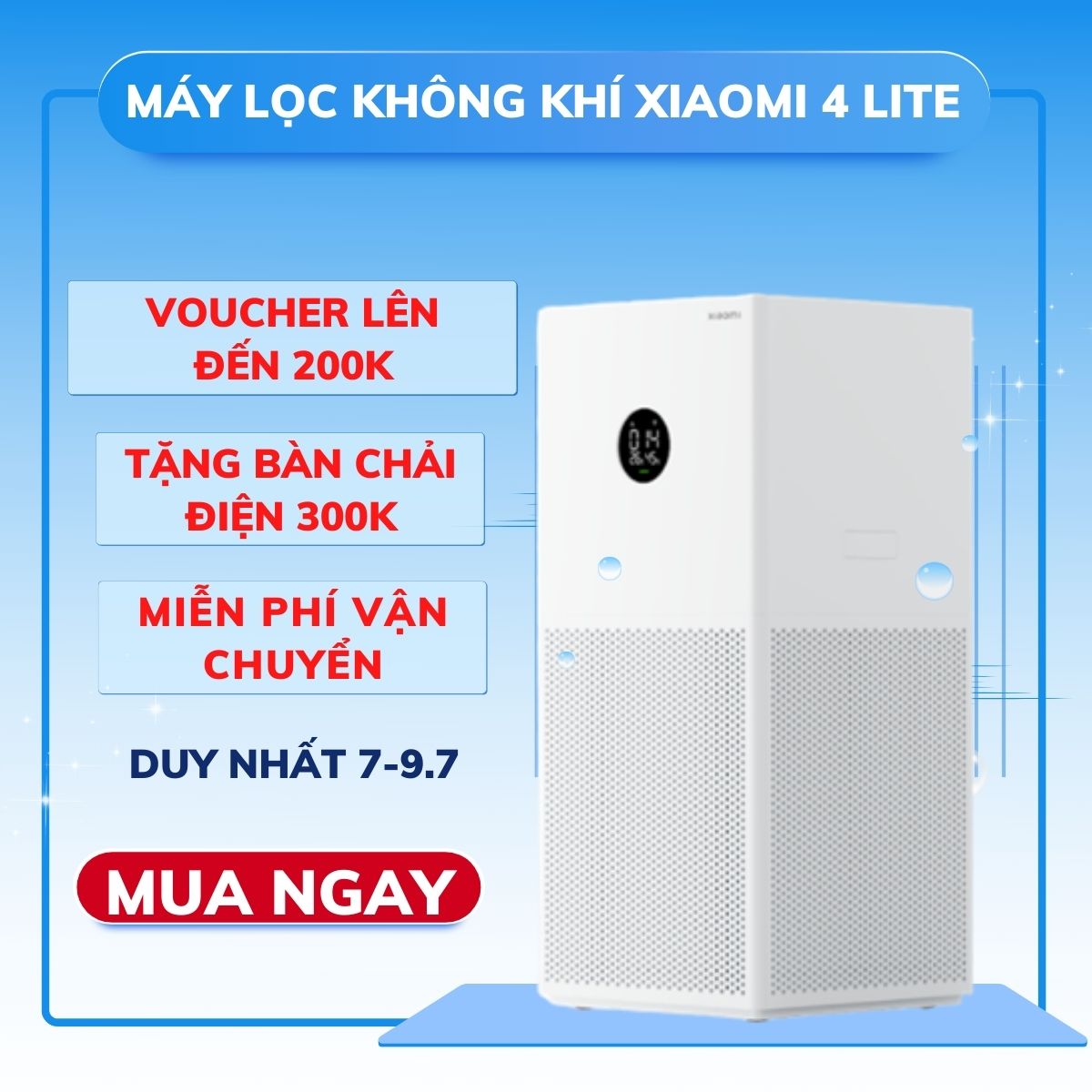 Tặng MGG 100k Máy Lọc Không Khí Xiaomi 4 LITE 3C Air purifier May loc