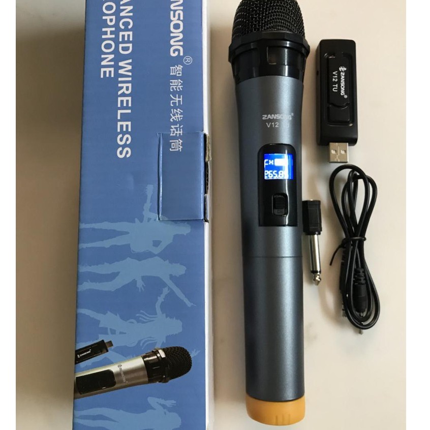 Mic không dây đa năng v12 dành cho loa kéo amly