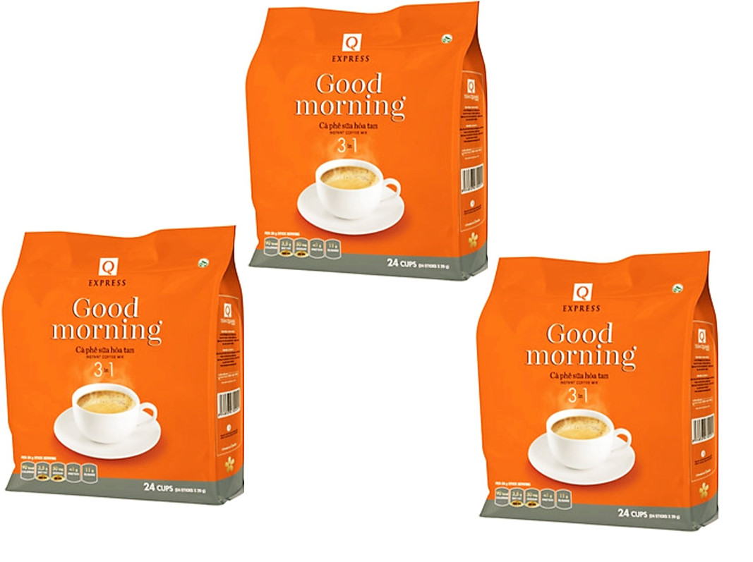 Combo 3 bịch cafe ống trần quang - bịch 24 gói x 20gr màu cam