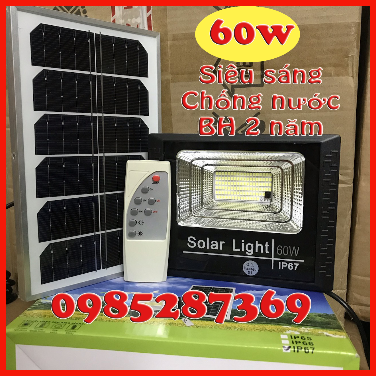 Đèn năng lượng mặt trời 60w - 100w - 150w -200w solar light - pin sạc trọn đời