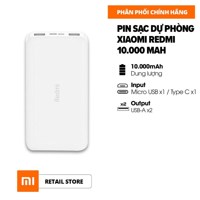 [FREESHIP - HÀNG CHÍNH HÃNG] Pin sạc dự phòng Xiaomi Redmi 10.000mAh l Input: Micro USB, Type-C / Output: USB-A x2
