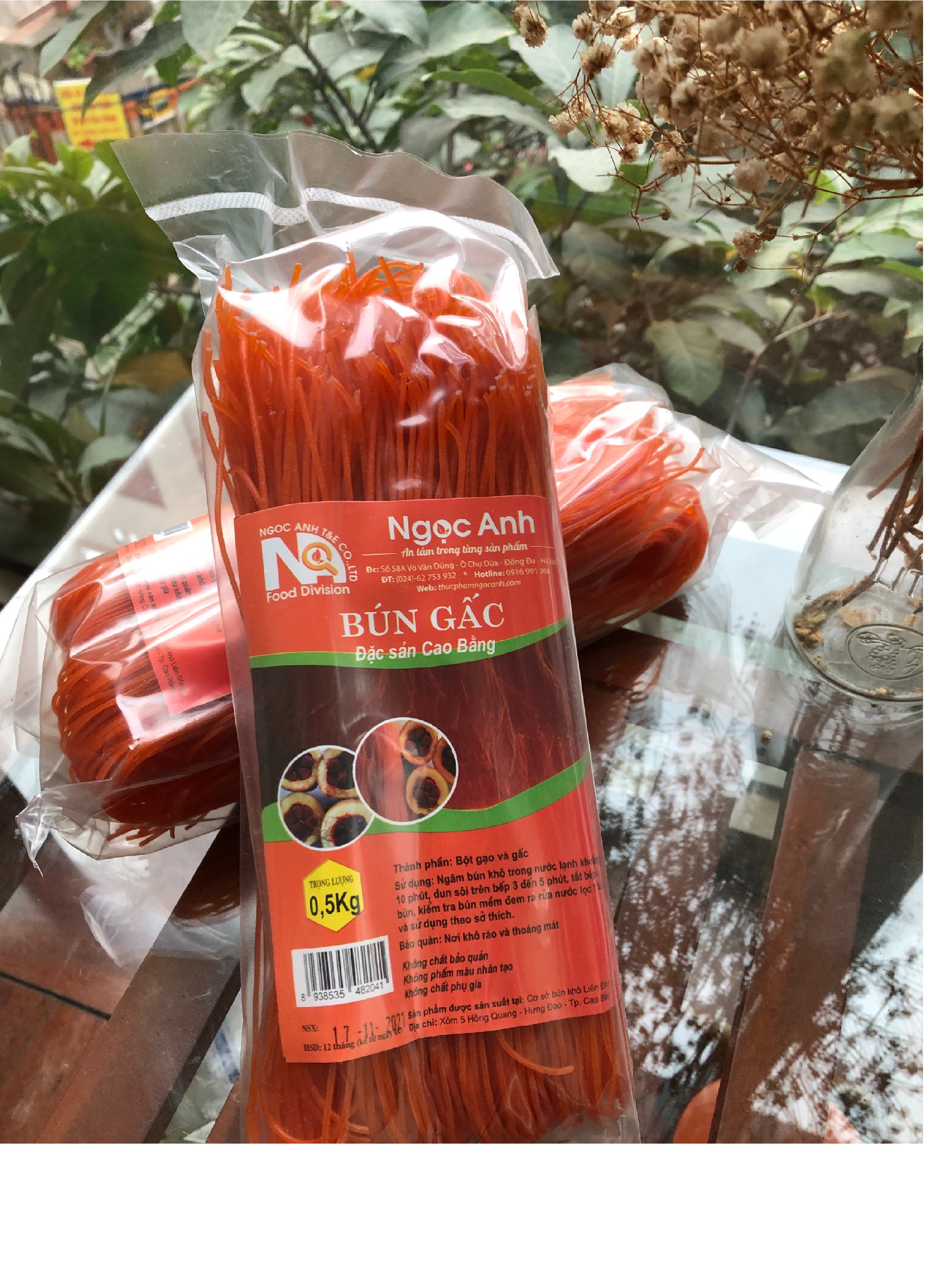 Bún gấc- Bún khô Cao Bằng