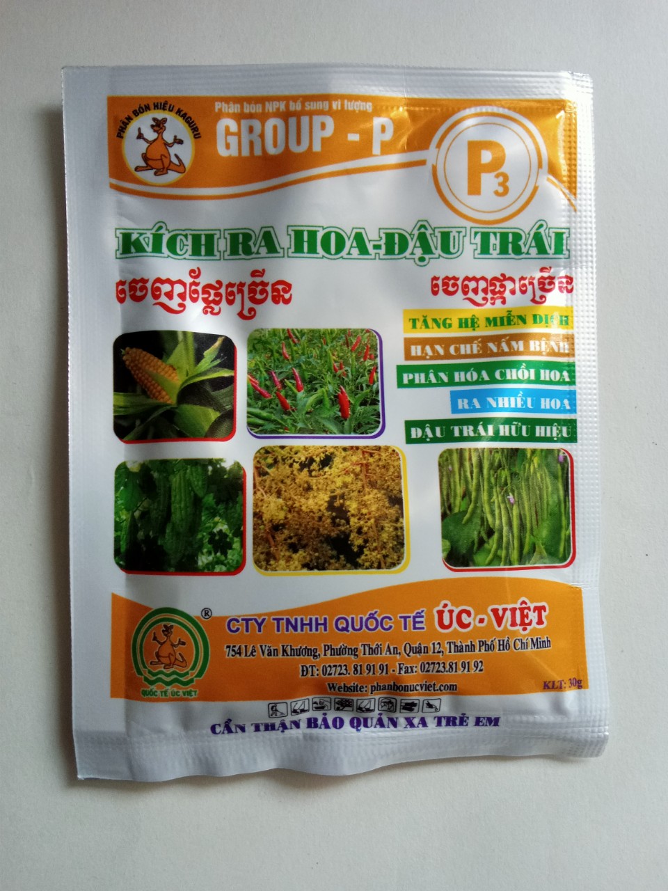 Kích ra hoa đậu trái gói 30g, dùng cho hoa màu, ớt, dưa, khổ qua (giá bán 10 gói)