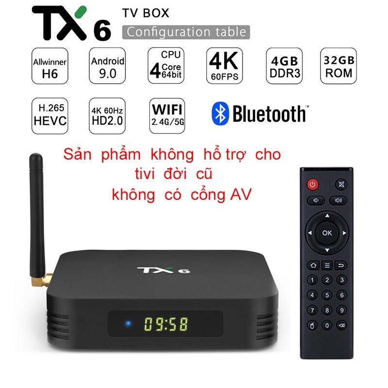 Android Tivi Box Tanix TX6 - RAM 4GB/32GB - Android 9.0 - Chip Allwinner