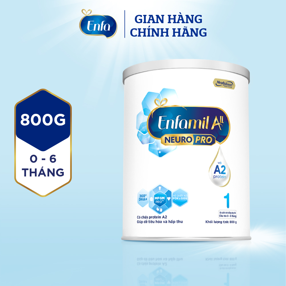 Sữa bột mead johnson enfamil a2 neuropro số 1 cho trẻ từ 0 - 6 tháng tuổi hộp 800g- huệ lan mart