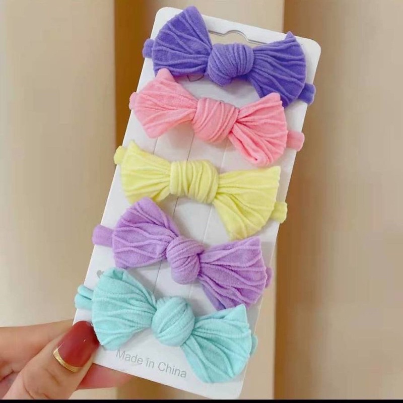 Dây cột tóc nơ vải màu kẹo ngọt kiểu hàn quốc