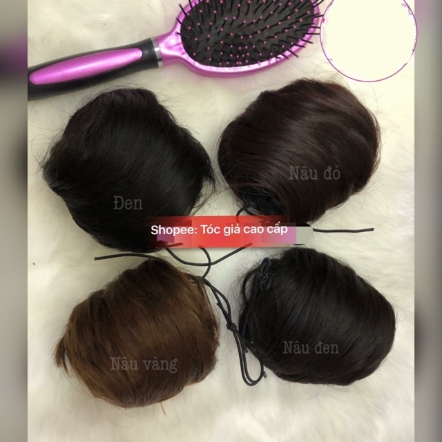 Tóc giả nữ búi phồng cao cấp, tóc búi dài, tóc bối