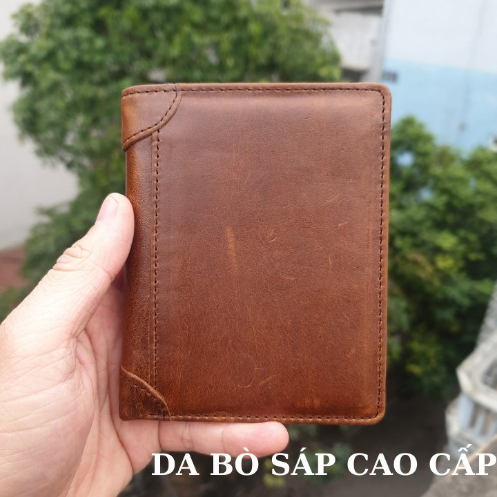 [Da Bò Thật 100%]Ví Da Nam, Ví Nam Dáng Đứng( Bảo Hành 12 Tháng)