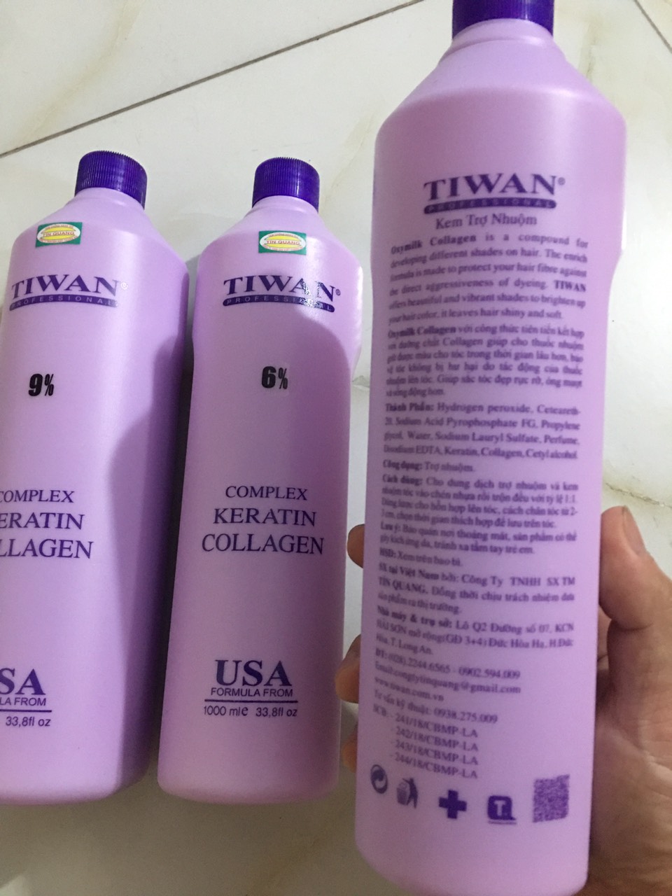Oxy trợ nhuộm Tiwan Collagen chai 1000ml