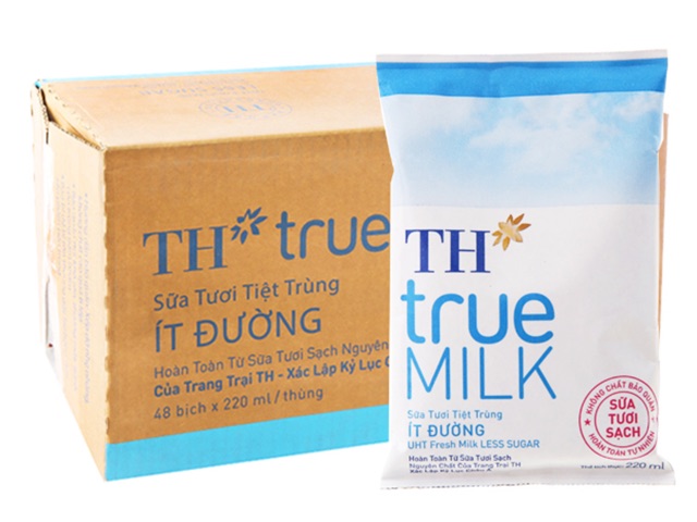 Thùng 48 Bịch Sữa Th Có Đường / Ít Đường