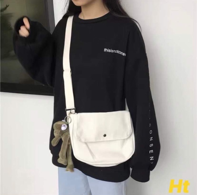 Túi đeo chéo khuy trơn HT12