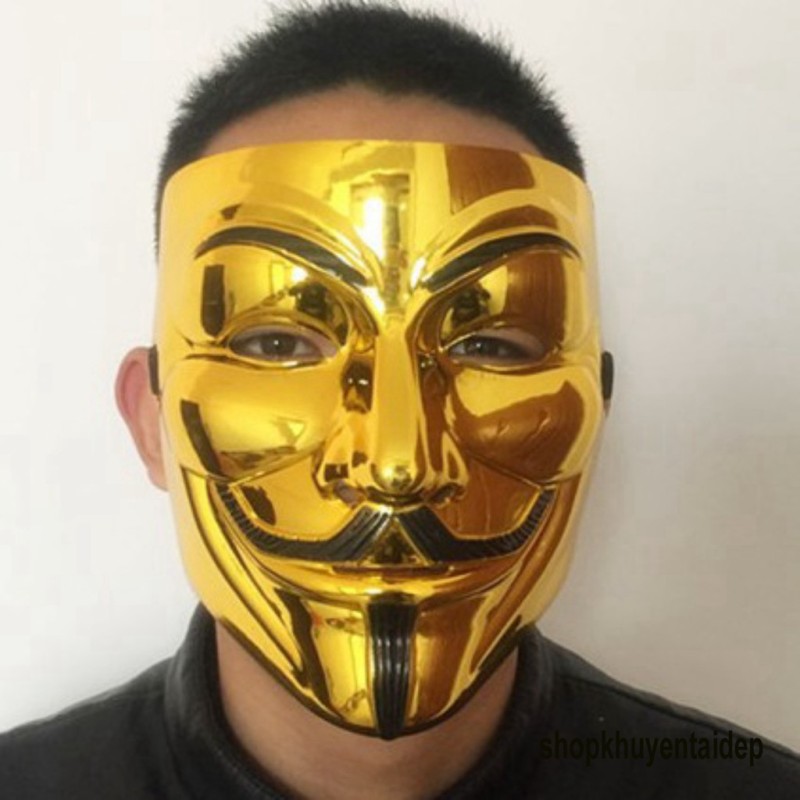 Mặt nạ hacker Anonymous vàng - bạc hóa trang Trung thu ,Halloween