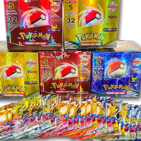Thẻ bài pokemon hộp 160 thẻ tcg bóng pokemon vip giấy ánh bạc cứng cáp