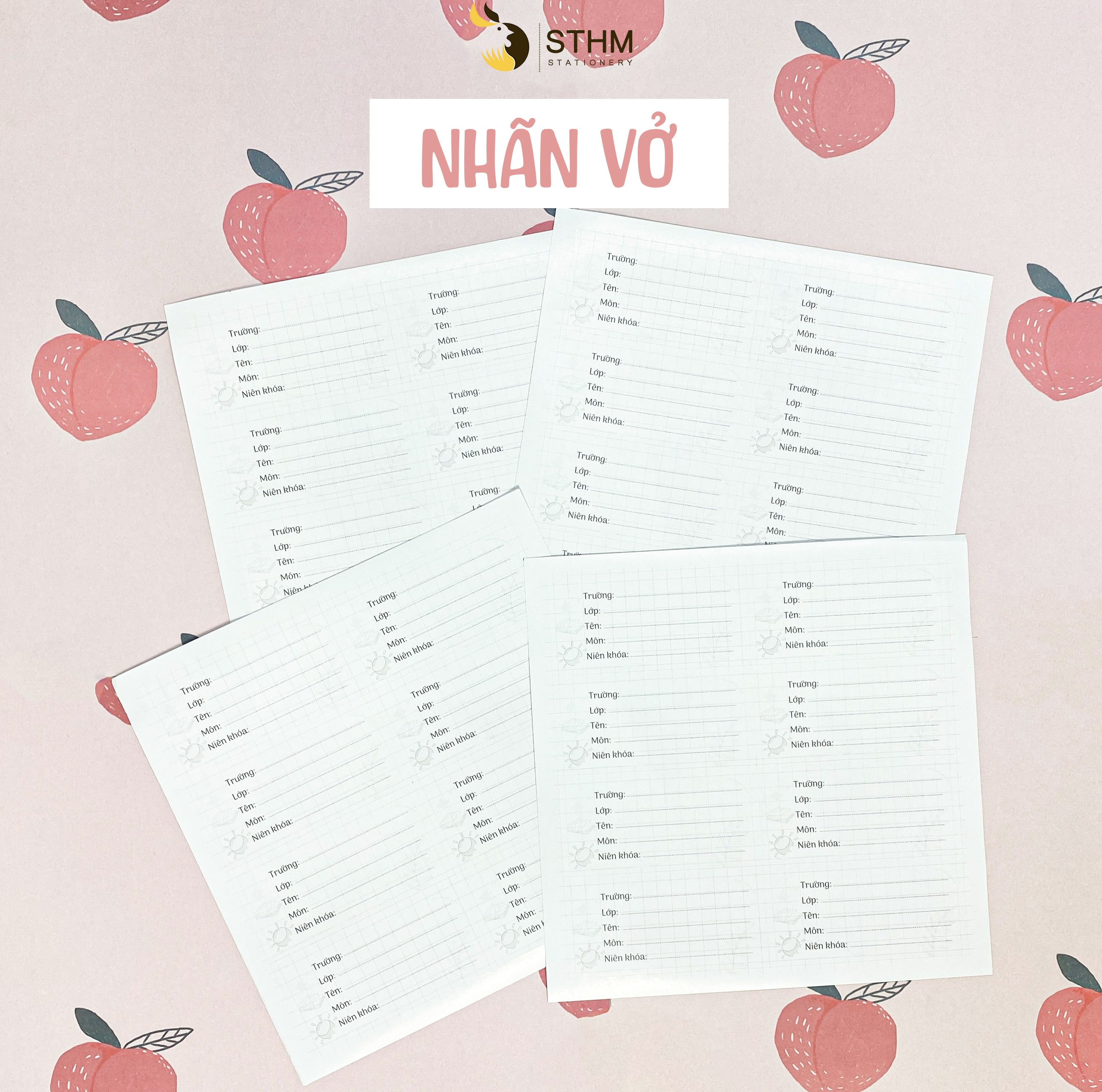 STHM stationery - Set 32 nhãn vở basic - 7.2x3.6cm