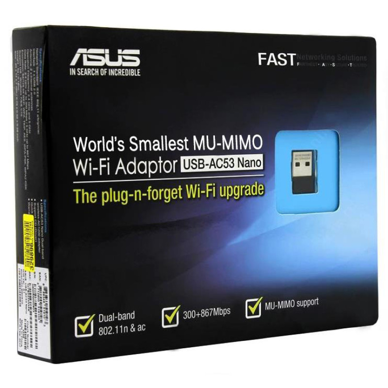 Bảng giá Thiết bị mạng ASUS USB-AC53 Nano Network USB Chuẩn AC1200, thiết kế USB nhỏ gọn, 2 băng tần Phong Vũ