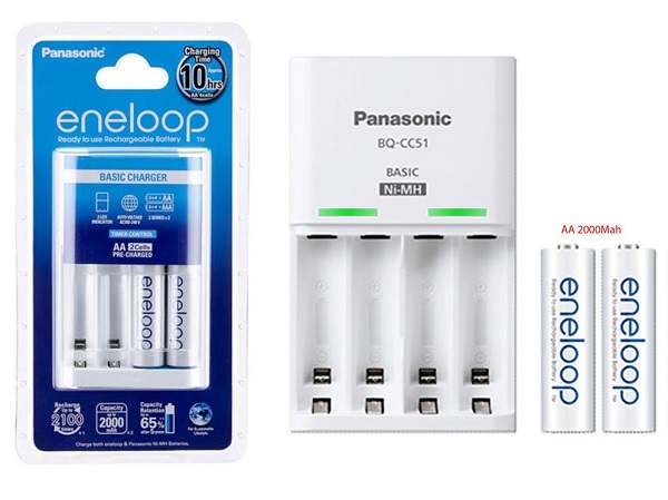 Bộ Sạc Pin AA / AAA BQ CC51 Kèm 2 Viên Eneloop 2000 mAh