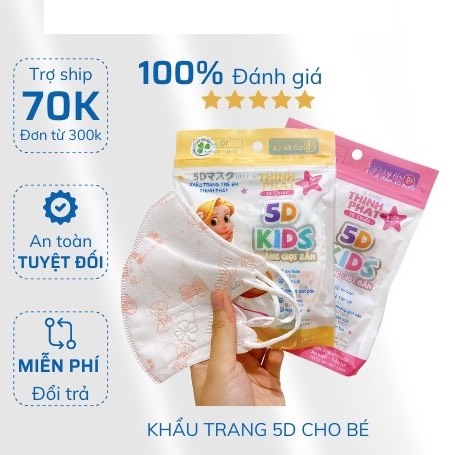 ( RẺ VÔ ĐỐI) Thùng 100 chiếc khẩu trang 5D trẻ em sz 3- 8 tuổi  - Hàng chính hãng có kháng khuẩn