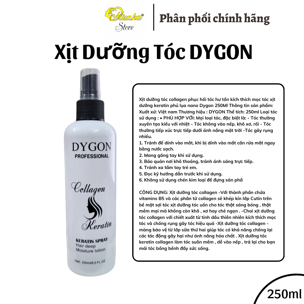 Xit dưỡng tóc DYGON , nước hoa , phục hồi bảo vệ tóc - 250ml