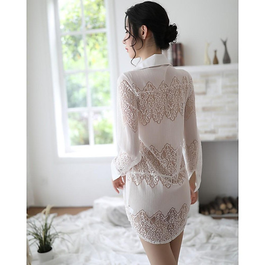 Áo Sơ Mi Ngủ Ren Cao Cấp Form Giấu Quần