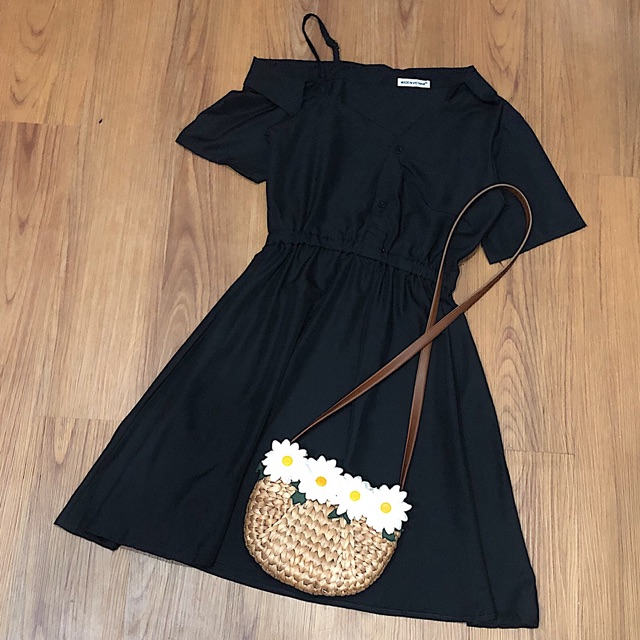 Đầm sm lệch vai 2 màu