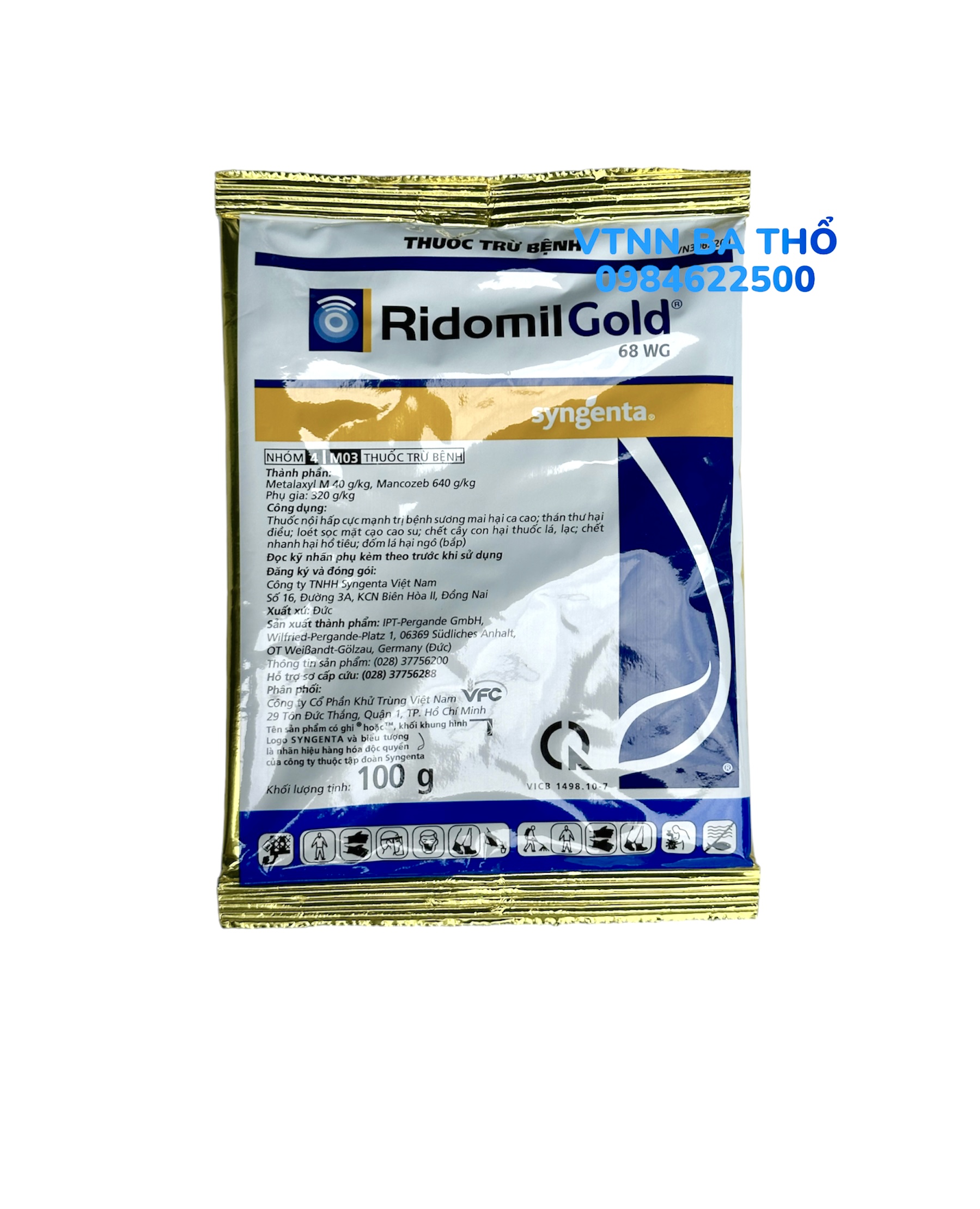 Thuốc trừ bệnh ridomil gold 68wg 100gr