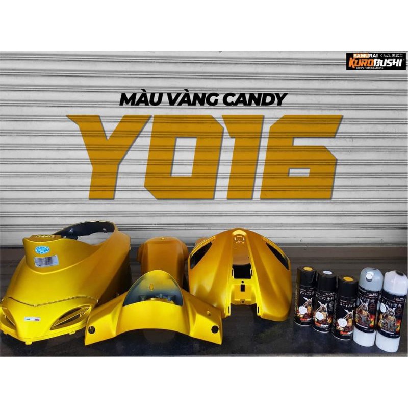 Sơn xịt Samurai Chính Hãng màu Vàng Candy - Y016* (400ml)