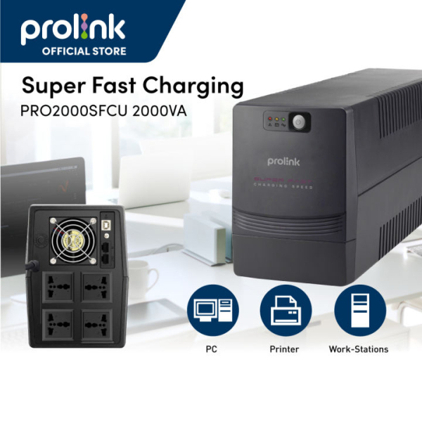 Bảng giá [Trả góp 0%]Bộ lưu điện UPS Prolink PRO2000SFCU (2000VA) tích hợp 3 bước AVR sạc siêu nhanh điện áp đầu vào rộng cung cấp nguồn dự phòng ổn định cho các thiết bị gia đình văn phòng Phong Vũ