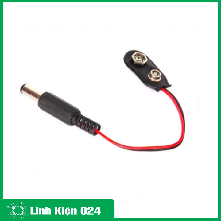 Dây đế pin 9V có đầu jack nối ra DC 5.5x2.1mm