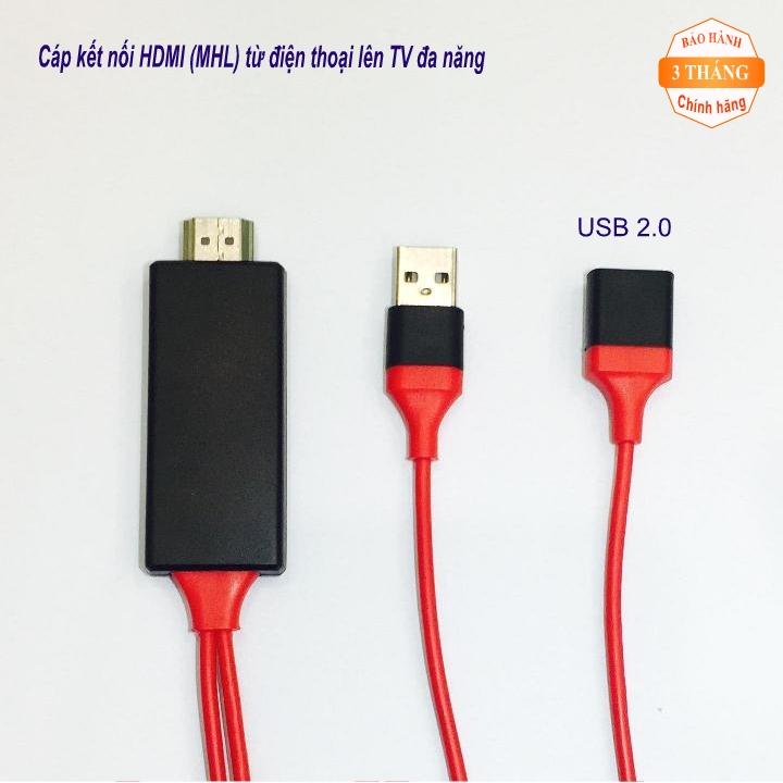 Cáp HDMI từ điện thoại ra Tivi đa năng hỗ trợ lightning-micro-typeC