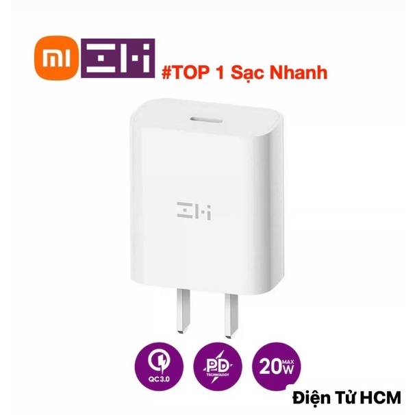 Cốc sạc nhanh xiaomi zmi ha716 pd 20w cổng usb-c type c có mfi