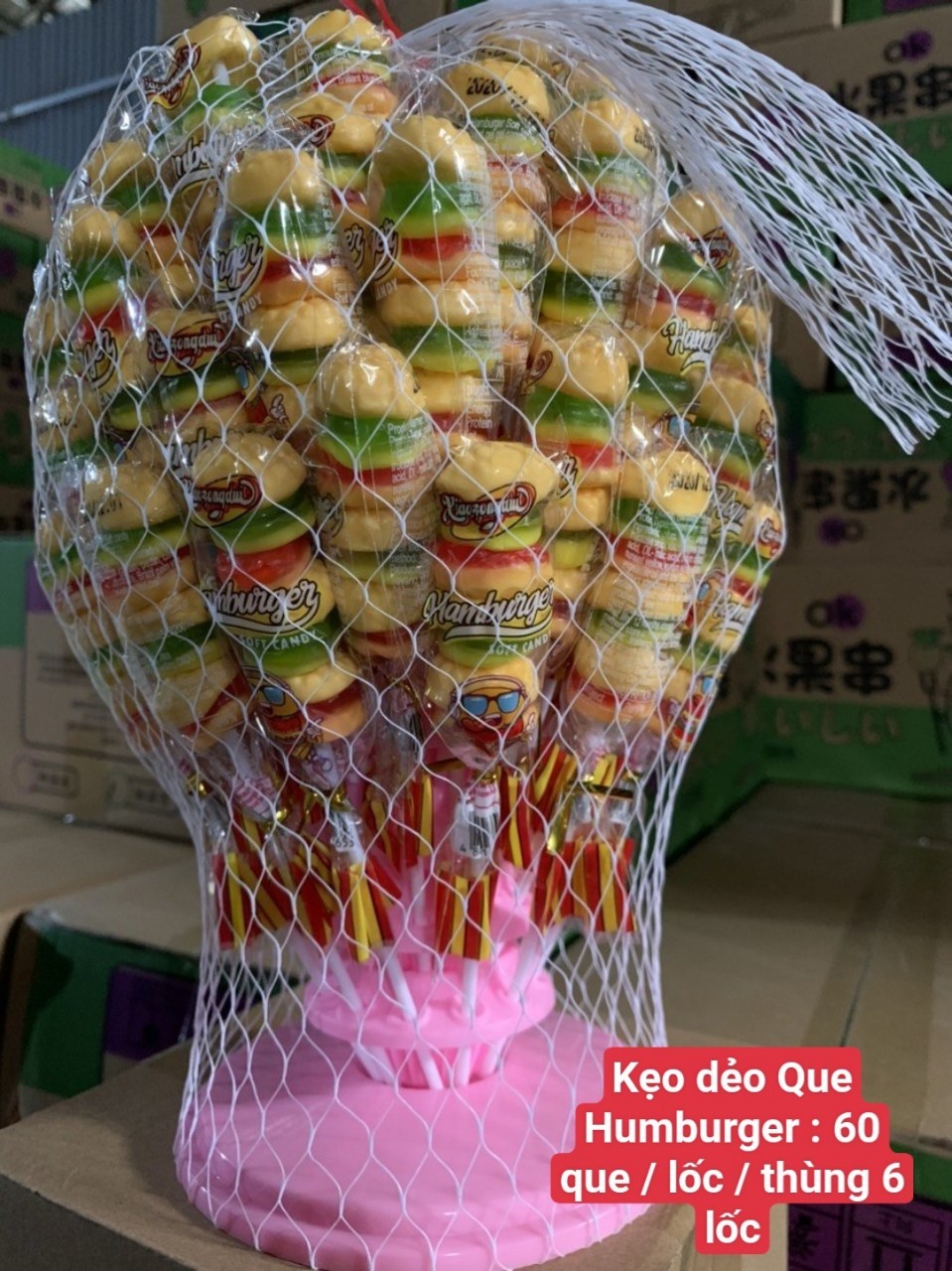 [ Sale ] Combo 20 cây kẹo dẻo Trái cây ( humberger ) xiên que
