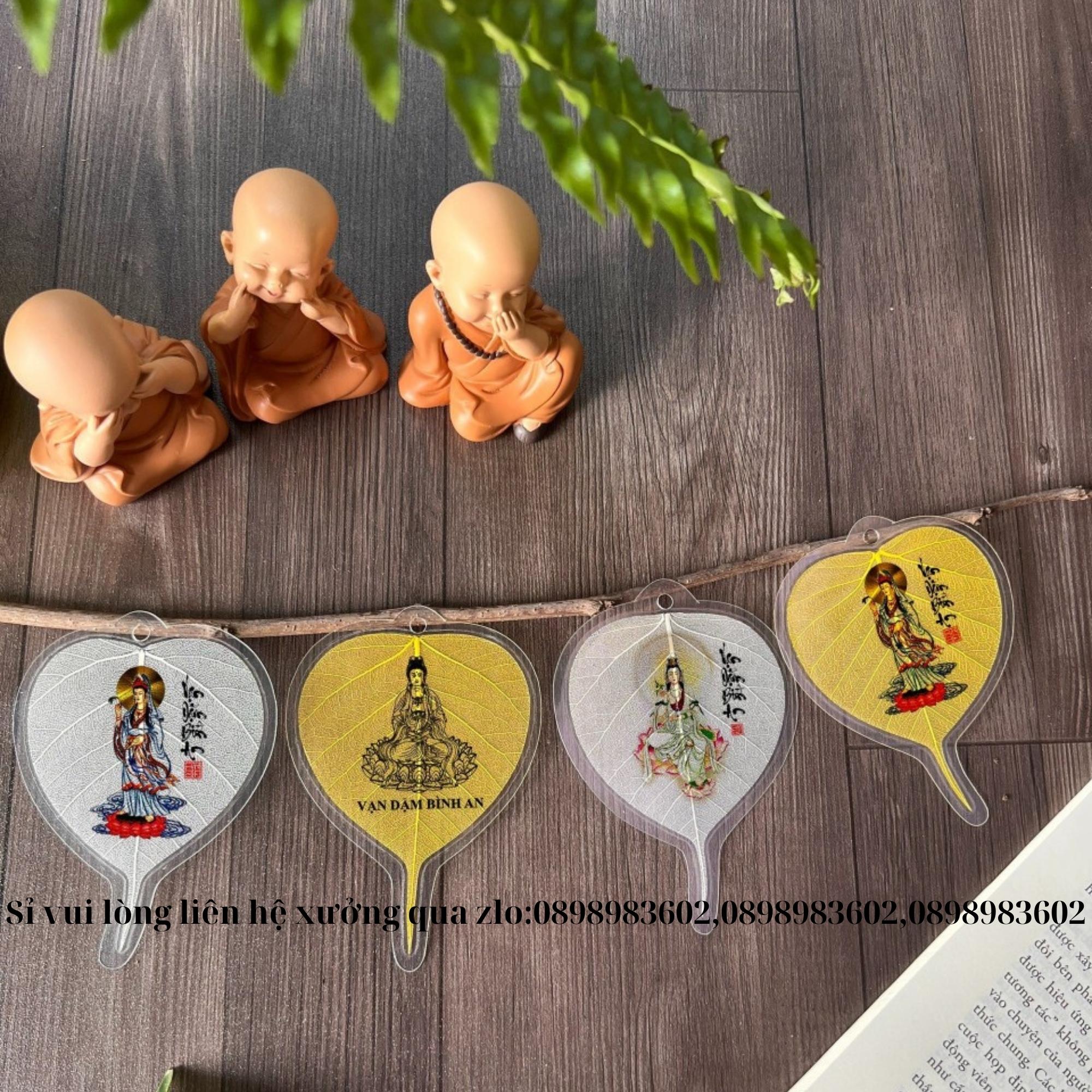 Lá Bồ Đề - Hình Bồ tát Vạn Dặm Bình an (Cầu Bình An – May mắn, Treo ô tô, Hàng loại 1)
