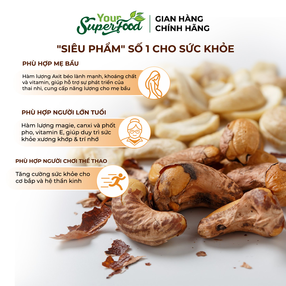 Hạt Điều Rang Củi Vỏ Lụa Loại A (hộp 240g) Your Superfood