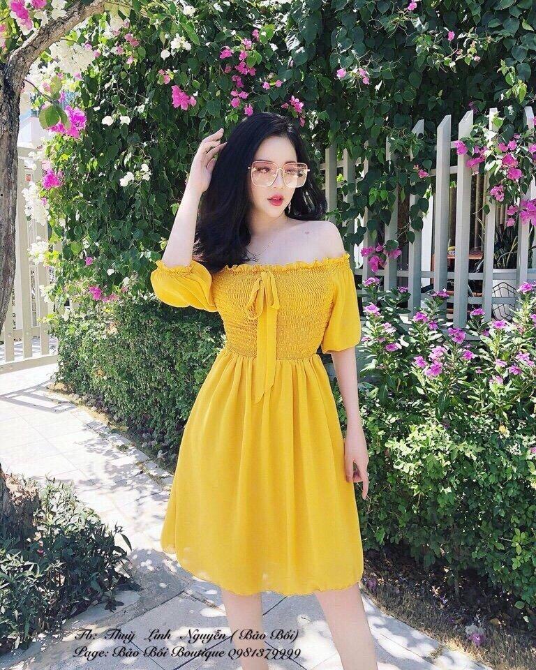 Đầm Xòe Trễ Vai TTS005