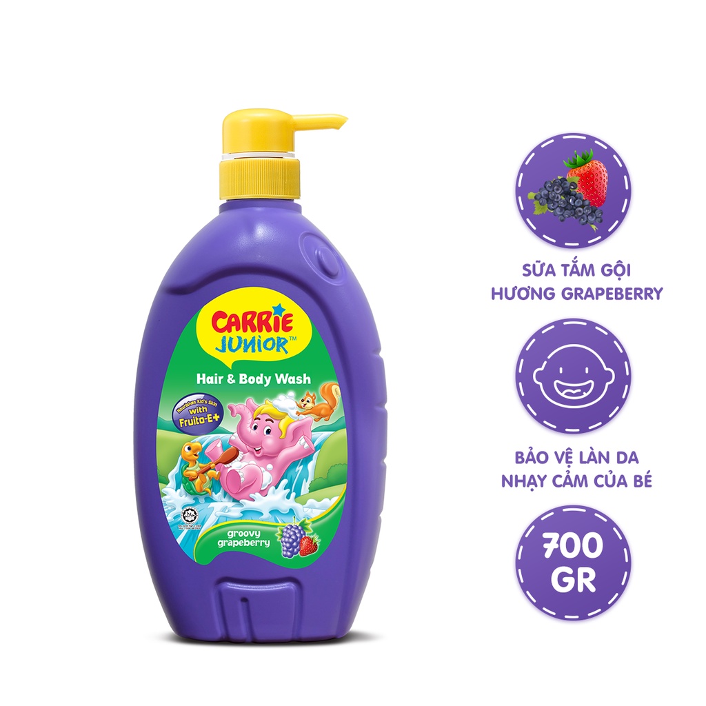Sữa Tắm Gội Cho Bé Carrie Junior 700g- Đủ 5 Mùi