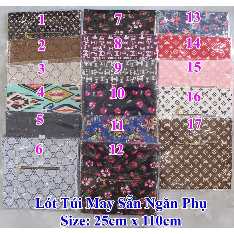 Lót túi may sẵn ngăn phụ