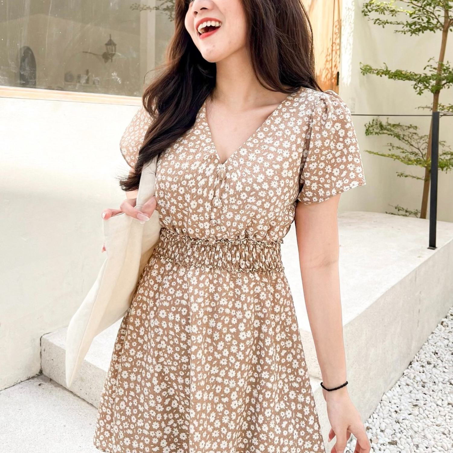 Đầm MISA - đầm hoa nhí smocking eo