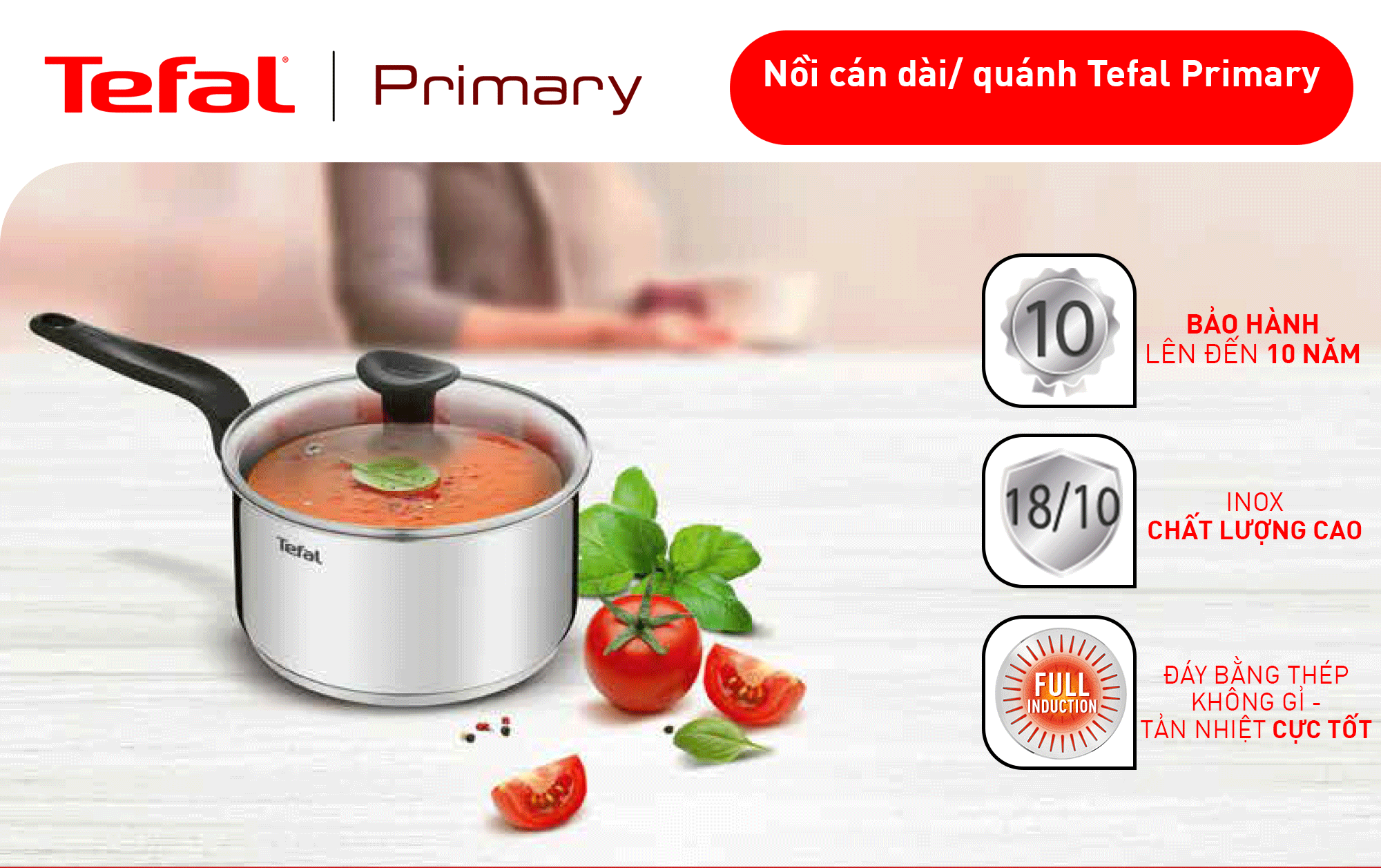 Nồi cán dài/ quánh Tefal Primary 18cm - Hình ảnh 4