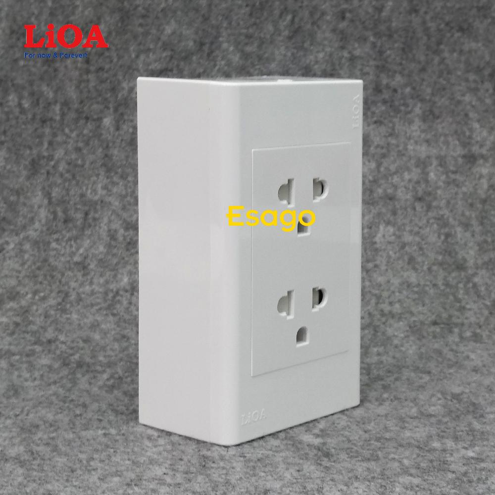 [HCM]Combo ổ cắm điện đôi 3 chấu 16A LiOA (3520W) - Lắp nổi