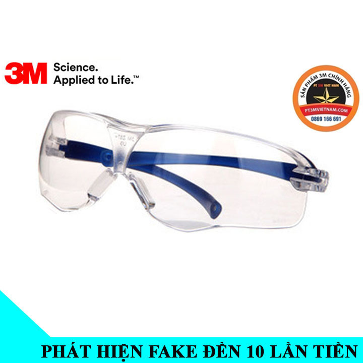 Kính bảo hộ 3M 10434 chống bụi , chống tia uv, chống vật bắn, bảo vệ an toàn đôi mắt Chính hãng Hà Nội