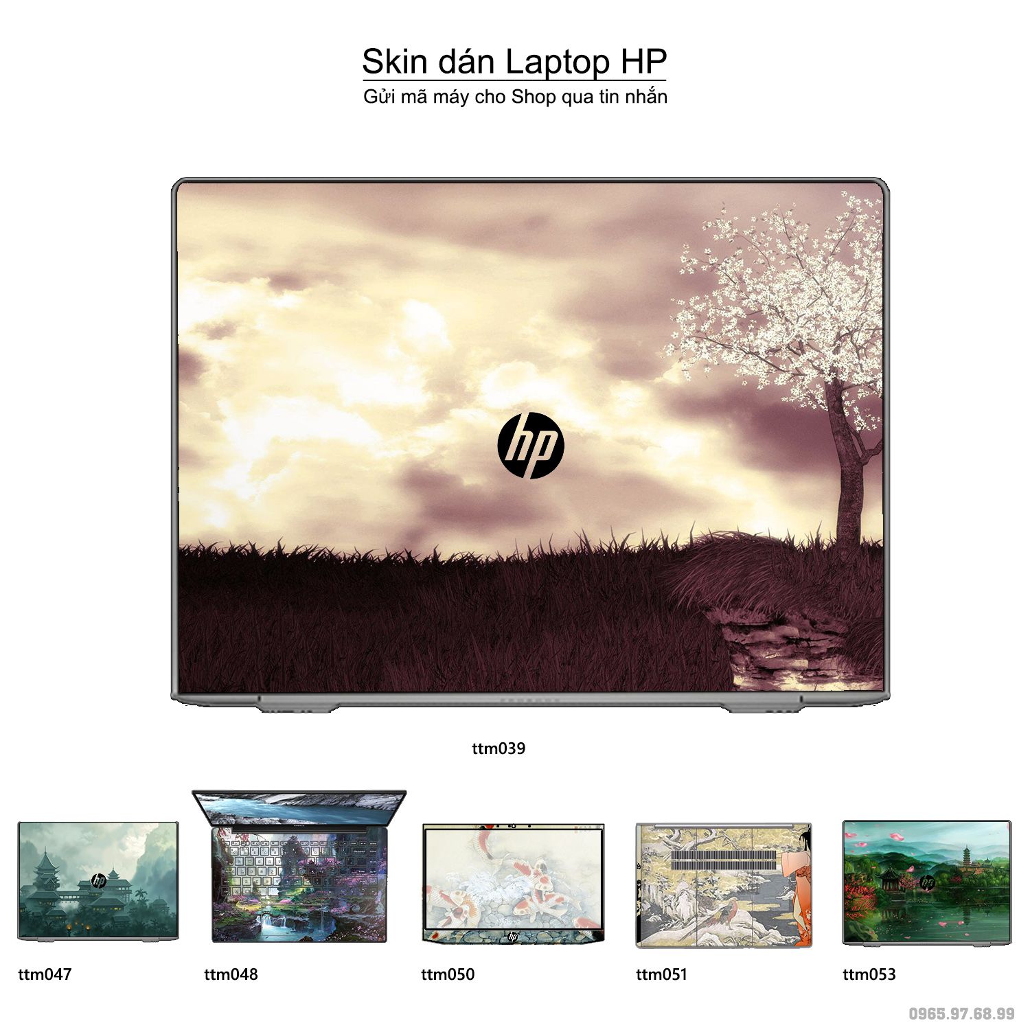 Decal Skin dán Laptop HP mẫu Tranh thủy mặc (inbox mã máy cho shop)